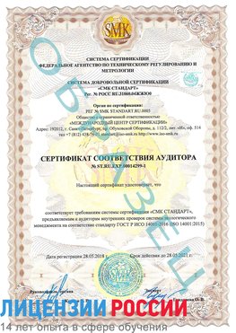 Образец сертификата соответствия аудитора №ST.RU.EXP.00014299-1 Шумиха Сертификат ISO 14001